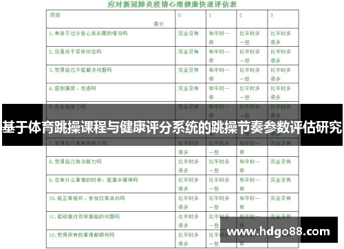 基于体育跳操课程与健康评分系统的跳操节奏参数评估研究